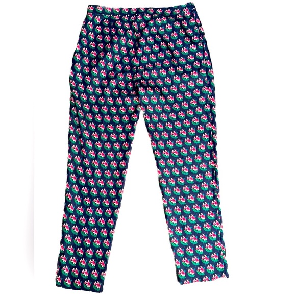 Diane Von Furstenberg Blue Zen Leni Floral Print Pants 100% Silk Designer Vacay - Picture 1 of 13